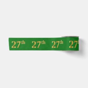 フェイク/模造金ゴールド「27番目」のイベント番号（緑） サテンリボン