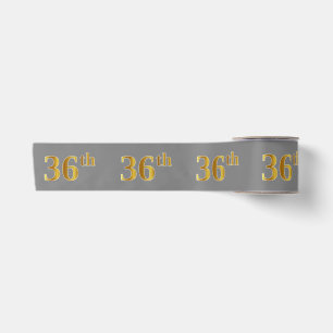 フェイク/模造金ゴールド「36番目」のイベント番号（灰色） サテンリボン