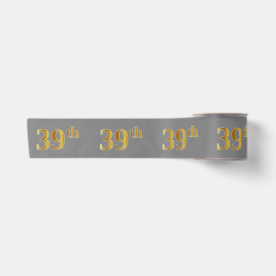 フェイク/模造金ゴールド「39番目」のイベント番号（灰色） サテンリボン
