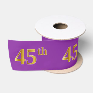 フェイク/模造金ゴールド「45番目」のイベント番号（紫） サテンリボン