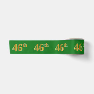 フェイク/模造金ゴールド「46番目」のイベント番号（緑） サテンリボン