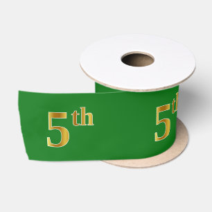 フェイク/模造金ゴールド「5番目」のイベント番号（緑） サテンリボン