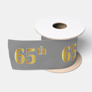 フェイク/模造金ゴールド「65番目」のイベント番号（灰色） サテンリボン