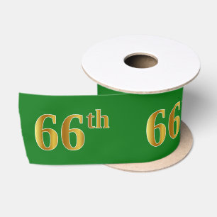 フェイク/模造金ゴールド「66番目」のイベント番号（緑） サテンリボン