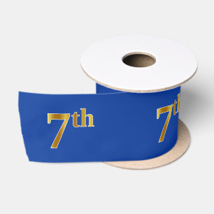 フェイク/模造金ゴールド「7番目」のイベント番号（青） サテンリボン