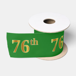 フェイク/模造金ゴールド「76番目」のイベント番号（緑） サテンリボン