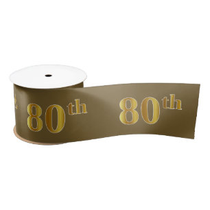 フェイク/模造金ゴールド「80番目」のイベント番号(茶色) サテンリボン