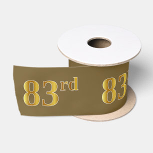 フェイク/模造金ゴールド「83番目」のイベント番号（茶色） サテンリボン