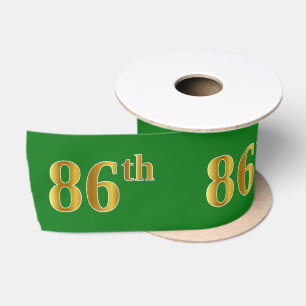 フェイク/模造金ゴールド「86番目」のイベント番号（緑） サテンリボン