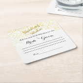 フェイク,金ゴールド紙吹雪,アドバイスとウェルウィッシュ スクエアペーパーコースター (アングル)