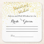 フェイク,金ゴールド紙吹雪,アドバイスとウェルウィッシュ スクエアペーパーコースター (正面)