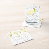 フェイク,金ゴールド紙吹雪,アドバイスとウェルウィッシュ スクエアペーパーコースター (インサイチュ)