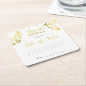 フェイク,金ゴールド紙吹雪,アドバイスとウェルウィッシュ スクエアペーパーコースター (アングル)