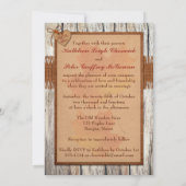 フェイクBurlap、木材、葉ハートPHOTO 結婚's 招待状 (裏面)