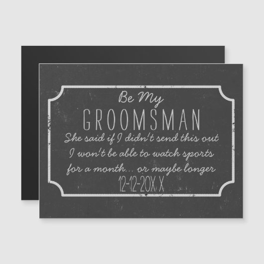 フェイクChalkboard Magnetic Be My Groomsman Proposal (正面/裏面)