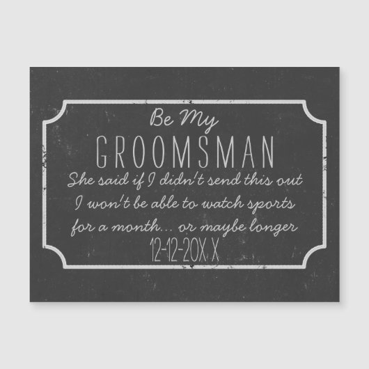 フェイクChalkboard Magnetic Be My Groomsman Proposal (正面)