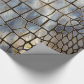 フェイクCrocodileテクスチャ大理石と金ゴールド ラッピングペーパー (角)