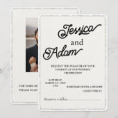 フェイクDeckleエッジ紙招待状スクリプ結婚ト 招待状 (正面/裏面)