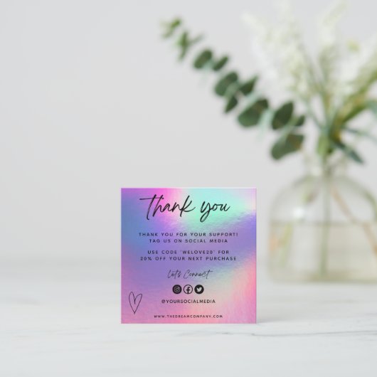 フェイクHolo Media Insertミニビ感謝していジ・ビジネス・カード スクエア名刺 (スタンド正面)