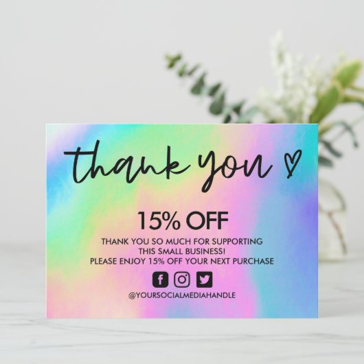 フェイクHolographic Thank Youハートメディア挿入 招待状 (スタンド正面)