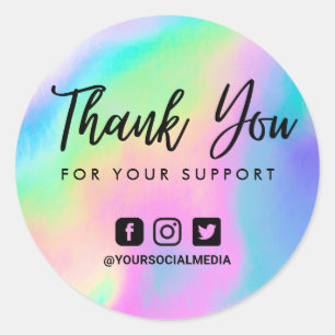 フェイクHolographic Thanks You Social Media ラウンドシール