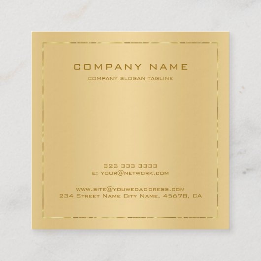 フェイクmetallifes金ゴールド背景光沢金ゴールドフレーム スクエア名刺 (裏面)