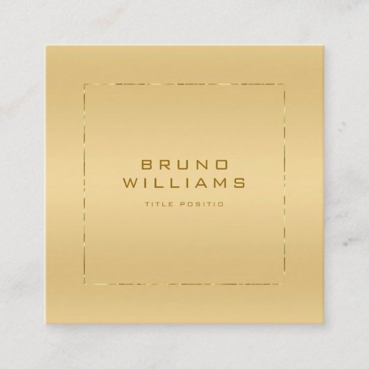 フェイクmetallifes金ゴールド背景光沢金ゴールドフレーム スクエア名刺 (正面)