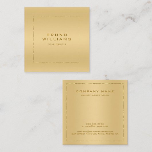 フェイクmetallifes金ゴールド背景光沢金ゴールドフレーム スクエア名刺 (正面/裏面)
