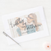 フェイクVellumエフェクト結婚写真かわいい 長方形シール (封筒)