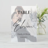 フェイクVellum写真結婚の11テーブル番号 サンキューカード (スタンド正面)