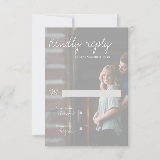 フェイクVellum効果写真エレガントモダン結婚の 出欠カード (正面)