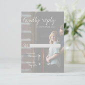 フェイクVellum効果写真エレガントモダン結婚の 出欠カード (スタンド正面)