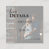 フェイクVellum効果写真モダンの結婚詳細 エンクロージャーカード (正面)
