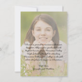 フェイクVellum Overlay写真卒業のお知らせ 招待状 (裏面)