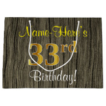 フェイクWood Look、フェイク金ゴールド33番目の誕生日+名前