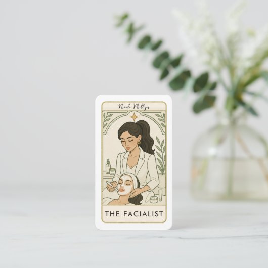 フェイシャリストスキン気にタロットソーシャルメディアQR 名刺 (スタンド正面)