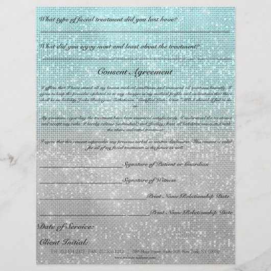 フェイシャルトリートメント同意型枠ブルーグレー チラシ (裏面)