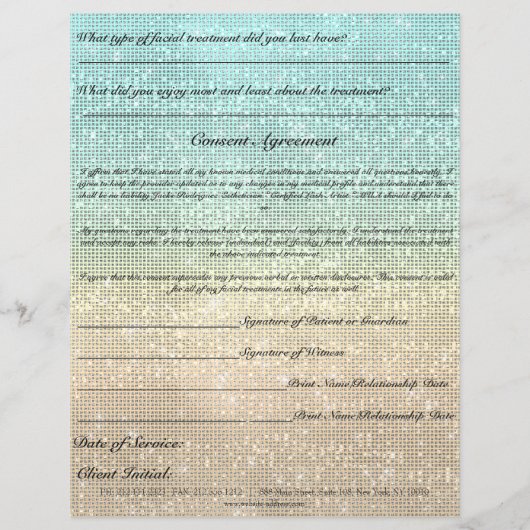 フェイシャルトリートメント同意型枠ブルー金ゴールド チラシ (裏面)