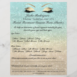 フェイシャルトリートメント同意型枠ブルー金ゴールド チラシ