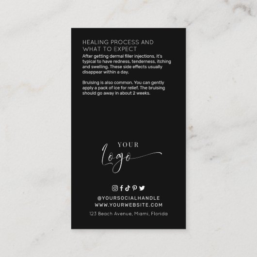 フェイシャルフィミニマルラエレガントゴアフターケアガイド 名刺 (裏面)