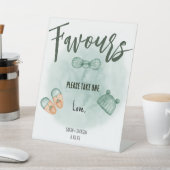 フェイスグリーン&オレンジの水色ベビーシャワー 台座サイン (インサイチュ)