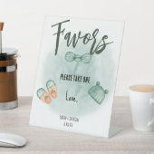 フェイスグリーン&オレンジの水色ベビーシャワー 台座サイン (インサイチュ)