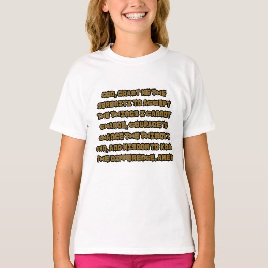 フェイスベースセレニティ祈りの言葉引用文ガールズ Tシャツ (正面)