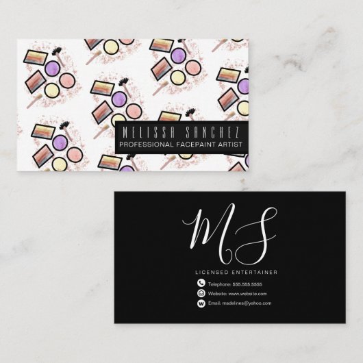 フェイスペインター絵画子供向けメイクアップアーティスト 名刺 (正面/裏面)