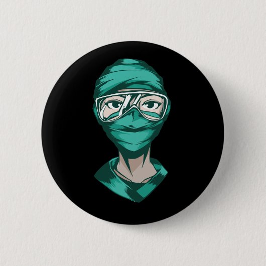 フェイスマスクの看護師SVG 缶バッジ (正面)