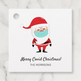 フェイスマメリースクを着たCovid Christmas Santa Claus フェイバータグ