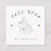 フェイスヨガインストラクター 可愛い女性 ラインシルエット スクエア名刺 (正面)