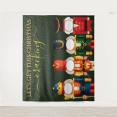 フェイスレスくるみ割り緑色クリスマスフォト背景 タペストリー (正面)