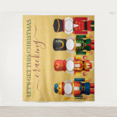 フェイスレスくるみ割り金ゴールドクリスマスフォト背景 タペストリー (正面)