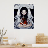 フェイスレス幽霊ゴシック日本ホラーアートプリント ポスター (キッチン)